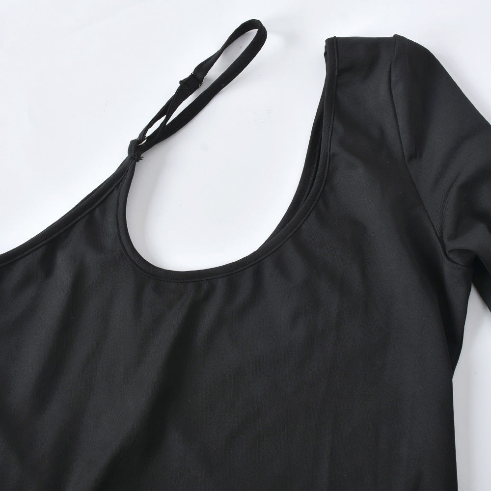 Irregular Straps one sleeve Cropped Top