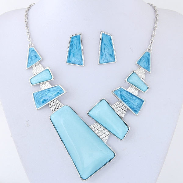 KMVEXO Geometric Resin Pendant Beads Jewelry Sets For Women 2020 Statement Necklace Acrylic Marble Earrings Jewelry Set Bijoux