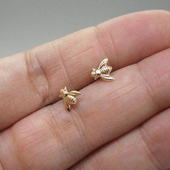 Rose Gold/Silver Plated Honey Bee Earrings Stud