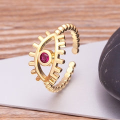 Bohemian Lucky Turkish Evil Eye Rhinestone Open Ring