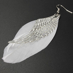 1Pair Feather Earrings Fashion Vintage Feather Angel Wind Stassel Long Drop Dangle Hook Earrings For Women Earrings Party Gifts