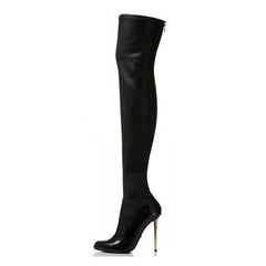 Lila Over The Knee Boots Female Zip Sexy Black Long Boots