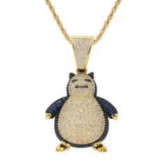 Men Hip Hop Fashion Full Rhinestone Bull Head Pendant Necklace Sparkling Ice Out Gold Plated Metal Necklace