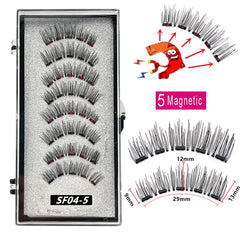 2 Pairs 3D Natural Magnetic Eyelashes ,With 5 Magnetic Lashes Handmade Reusable Magnetic False Eyelashes