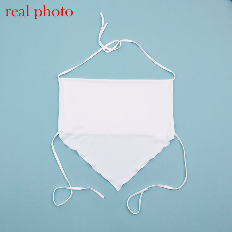 White Sleeveless Sexy Halter Rhombus