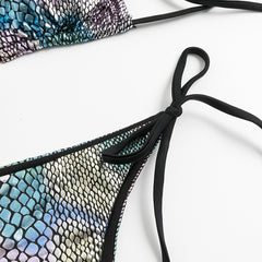 Double-sided Shiny Snake Print Bikini