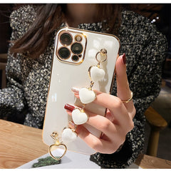 Plating Heart Metal Bracelet Phone Chain Case for iPhone