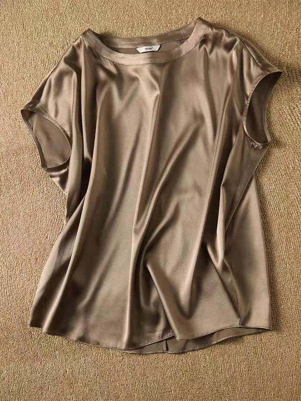 Elara Silky-Look Relaxed Short-Sleeve Top One-piece