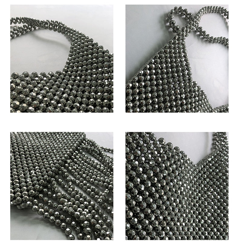Silver star seed Beaded Bag