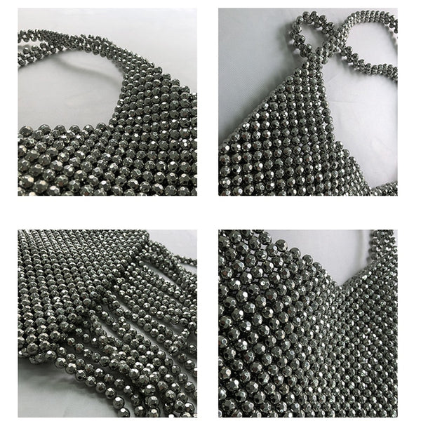Silver star seed Beaded Bag