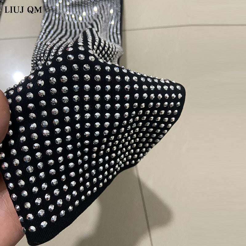 Rhinestone Trousers Women Pants