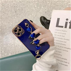 Plating Heart Metal Bracelet Phone Chain Case for iPhone