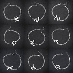 Personalize A-Z 26 Letters Stainless Steel Jewelry Initial Bracelets Bangles For Women Men Couple Alphabet Charm Name Bijoux