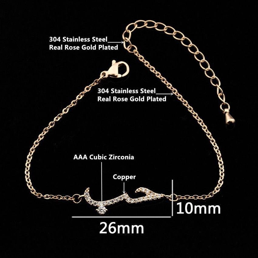 Layla Arabic Love CZ Charm Bracelet