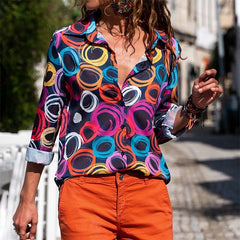 Spring New Floral Print Shirt Tops Ladies Fashion Turn-down Collar Long Sleeve Elegant Office Work Blouse Women Oversized 2022