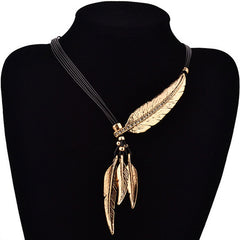 SUMENG Hot Sale New Fashion Bohemian Women Girl Alloy Feather Antique Vintage Time Necklace Sweater Chain Pendant Jewelry Gifts