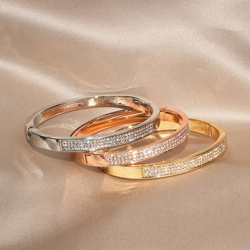 Elegant Classic Crystal Cuff Bangles Bracelets