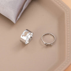 Trendy Silver Color Dinosaur Rings For Women Men Lover Couple Rings Set Friendship Engagement Wedding Open Rings 2021 Jewelry
