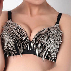 Push Up Bra With Rivet Gold Silver Rock Backless