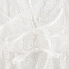 Frill Lace Sexy Crop Tops Tees Women Front Tie Sleeveless Cami Top Summer White V Neck Spaghetti Strap Top Party Club