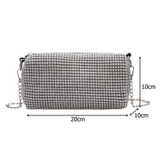 Fashion Rhinestone Crossbody Bag Classic Texture Creative Delicate Chic Women Shiny Chain Evening Clutch Shoulder Pouch