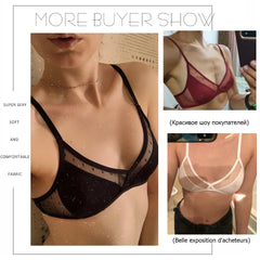 Women Bra Brassiere Sexy Lingerie Bralette Mesh Patchwork Ladies Bras Brassiere Back Closure Triangle Cup Female Thin Underwear