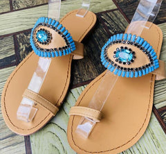 2021 women summer luxury round head set toe flat large size rhinestone gems all-match outdoor beach sandals durable ms slippers