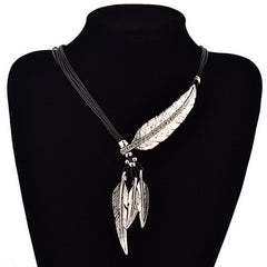 SUMENG Hot Sale New Fashion Bohemian Women Girl Alloy Feather Antique Vintage Time Necklace Sweater Chain Pendant Jewelry Gifts