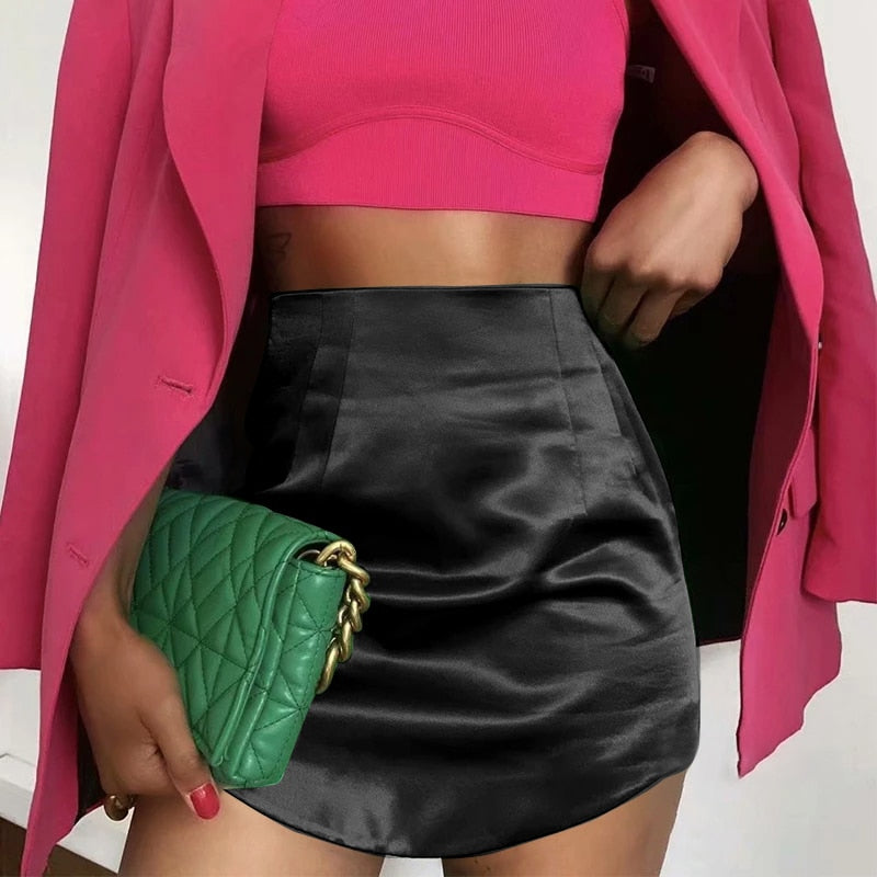 Elara Satin Side-Zip Mini Skirt One-piece