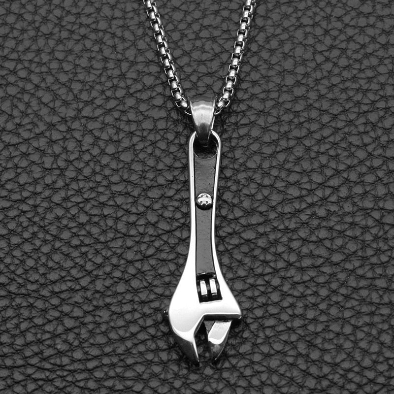 Stainless Steel Wrench Spanner Pendants Necklace