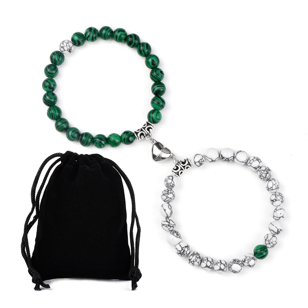 2pcs/set Couple Distance Beads Bracelet Natural Stone Bracelets