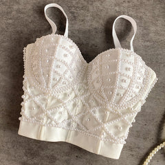 Full Beading  Female Corset Top Camis Tops Nightclub Sexy Short Chest Binder Camisole Women Mujer Push Up Tube Bra Debardeur