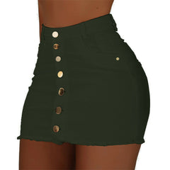 Hirigin Women Button Denim Jeans Bodycon Mini Skirts Strench High Waist Sexy Club Skirt Summer