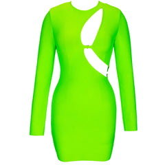 Neon Green Long sleeve mini dress