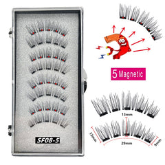 2 Pairs 3D Natural Magnetic Eyelashes ,With 5 Magnetic Lashes Handmade Reusable Magnetic False Eyelashes