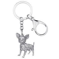 WEVENI Halloween Alloy Antique Gold Plated Chihuahua Keychains Cute Animal Keyring Jewelry For Women Kids Classic Gift Accessory