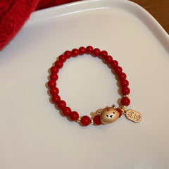 2022 New Lucky Tiger Head Bracelets For Women Girls Red Crystal Beaded Charm Cat Bracelets &amp; Bangles Gifts Wholesale
