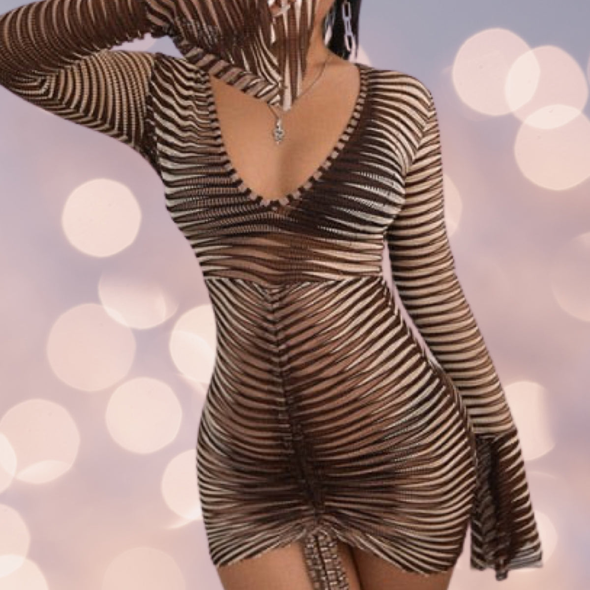 Sienna Midnight Sheer Stripe Mini Dress