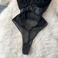 Bodysuits Lingerie Sexy Sleepwear Hollow Combination Catsuits Slim Intimate Erotic Mesh Strappy Rompers