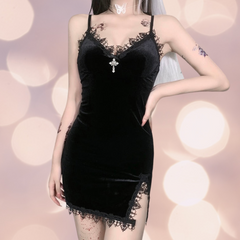 Gothic Dark Cross Black Mini Dress