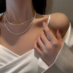Exaggerated Pearl Necklace For Women Simple Versatile Golden Bead Opening Collar Exquisite Clavicle Korean Fashion Jewelry Gifts