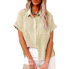 Button Lapel Cardigan Top Loose Long Sleeve Oversized Blouse