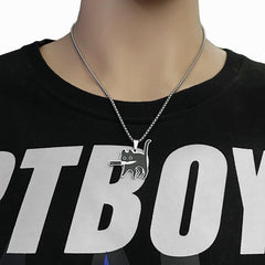 2023 Hip Hop Titanium Steel Killer Cat Necklace For Women Men Cute Punk Retro Doodle Black Cat Pendant Chain New Jewelry Gift