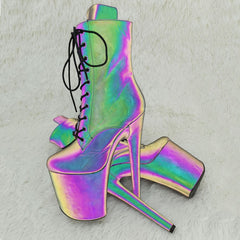 PU upper Reflective material High Heel platform  Pole Dancing boots