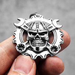 Mechanical Wrench Gear Skull Stainless Steel Necklaces