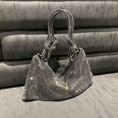 Handle Rhinestone Shiny Underarm Shoulder Bag