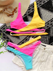 Crissy Crossy Colors Two-piece Bikini set Asymmetric Mid Waist