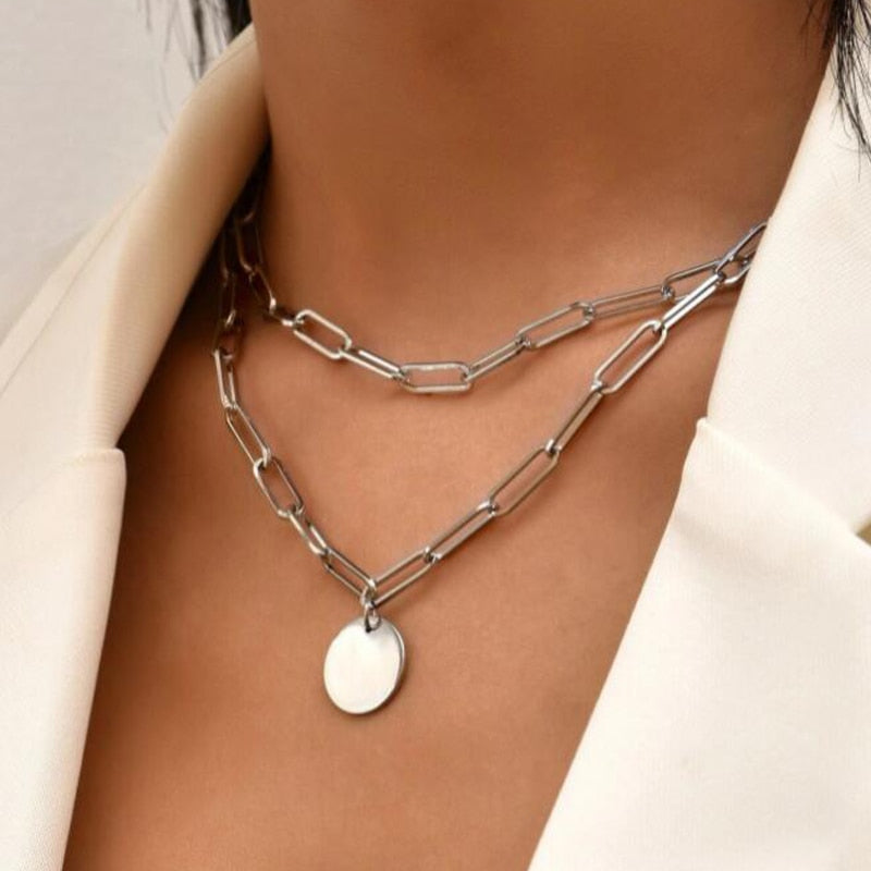 Round Charm Layered Necklace Secondary image