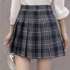 High Waist A-line Student Plaid Pleated Skirts Dance Mini Skirts