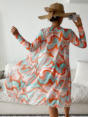Tropical High Waist Bikini Three Pieces - Long Sleeve Cover Up Swimsuit Bathing Suit